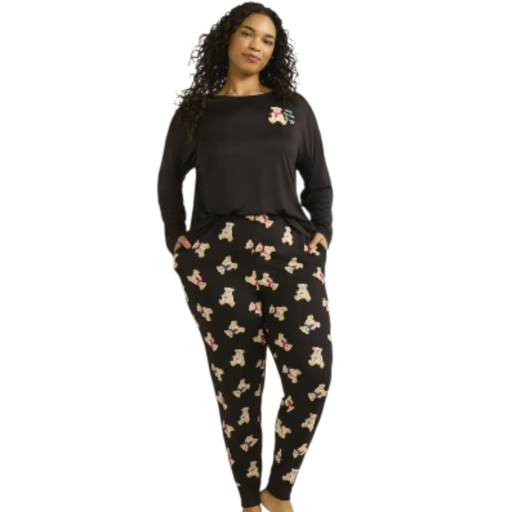 Joyspun Bear Hugs Long Sleeve and Jogger Pants Pajama 2-Piece Set